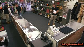Babe in glasses sells her BFs stuff and banged by pawn guy