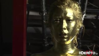 Painted asian babe gets to have fun and fucked hardcore