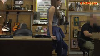 Beautiful brunette babe screwed by pawn guy at the pawnshop