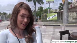 Kirsten Lee sucks huge cock in an abandoned building for cash