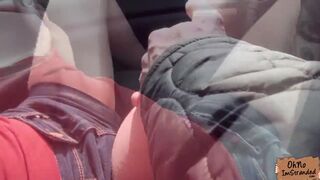 Hot stranded British teen expertly sucks cock in the car