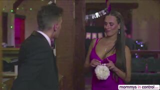 Squirting bridesmaid Mea and  Milf Cathy gets fuck hard in threesome sex