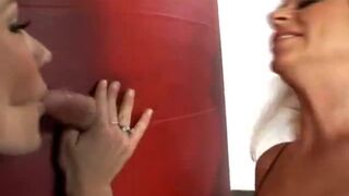 Luscious Babes Suck Big Cock Through Gloryhole