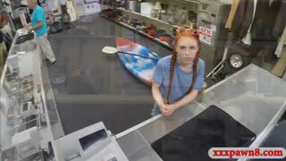 Amateur red hair babe gets pussy fucked at the pawnshop