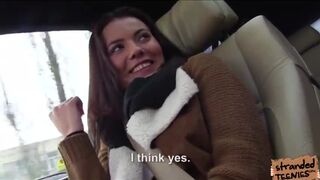 Sweetie Vanessa have sex inside the car with a randowm stranger