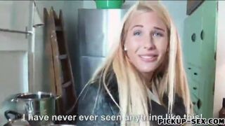 Czech babe flashes her big tits and fucked for some money
