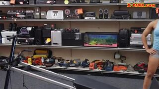 Muscular chick gets fucked by pawn dude at the pawnshop
