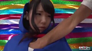 Cute Japanese teen in  penguin suit sucks photographers cock