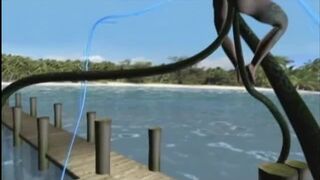 3D anime drilled all hole by snake monster