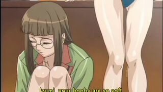 Two Japanese hentai sharing a cock