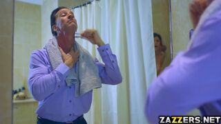 Lucia sucks his big cock while Danny sneakily fucks her behind
