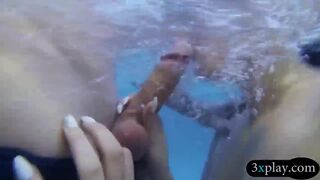 Hotties pool blowjob and fucked with nasty guys in orgy