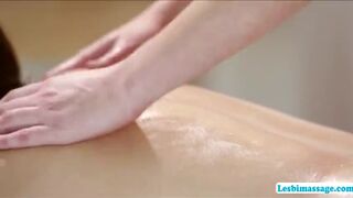 Two hot lesbians in rubbing and fingering each others wet pussy