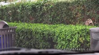 Dude and his friend bangs Latina teen in their car