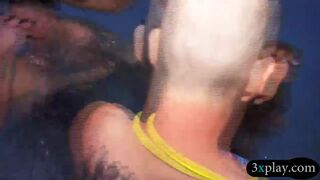 Hot babes pool blowjob and fucked with nasty guys in orgy