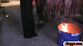 Naked babes hazing in the dark night to be in sorority