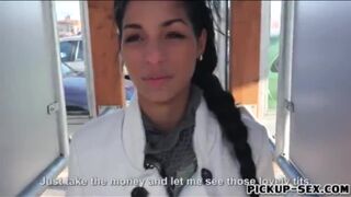 Perky tits amateur Eurobabe sucks and railed for some cash