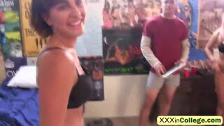 College girls share same dick in a 3some