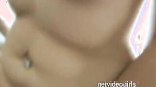Pierced Chick Slaps Penis Against Her Breasts