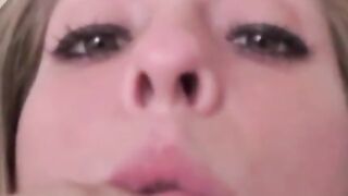 Busty Blonde Rubs Her Cooter At Bed