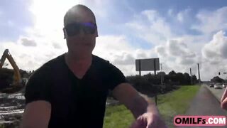 Amber Chase deepthroats and rides a very big cock