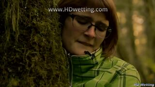 Handuffed to a tree in the forest and desperate to pee
