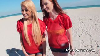 After football babes have foursome party pov