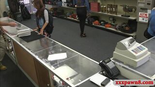 Brunette coed with glasses screwed by horny pawn dude
