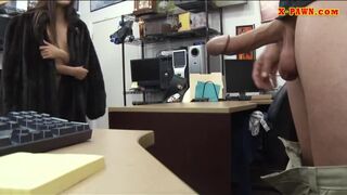 Small tits babe railed by nasty pawn guy in the backroom
