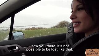 Sexy teen Nikita Belucci gives a sloppy blowjob in the car