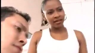 Pregnant ebony gets slammed in interracial threesome