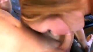 Blonde babe gets her holes fucked in rough threesome
