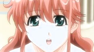 Tied up anime redhead gets cumshot and anal