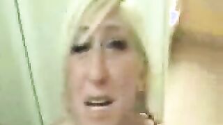Blonde Pukes On Mirror From BJ, Wants To Clean It Up