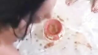 Dog Food Eating Then Puke Into Her Mouth