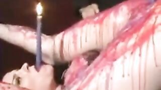 Candle Stick Stuck Up Her Ass & Candle Wax Dripped All Over Body