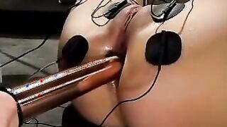 shocked and anal dildo while tied up by two hot chicks