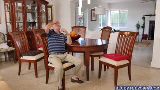 Jeleana Marie strips and fucks with old men