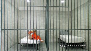 Natural tits blonde bangs in jail cell