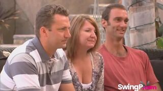 Swinger couple enjoy fucking others interracial orgy