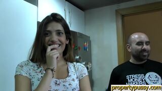 Latina real estate agent works a foreign client real good