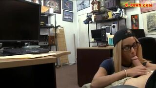 Tight blonde with glasses railed hard at the pawnshop