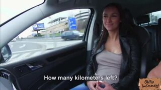 Brunette babe Victoria eagerly sucks a strangers big cock