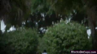 Big titted police officers pull over an innocent man and bang him in public