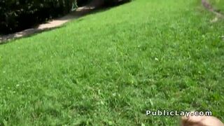 Natural Serbian blonde fucks outdoor in the park