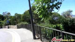 Sexy bitch Cristal Cherry gets her creamy pussy speared in the outdoors