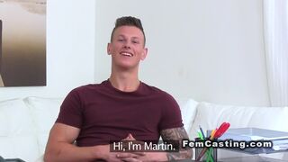 Skinny female agent sucks big dick and fucks