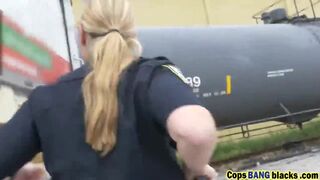 Naughty female police officers prefer huge black rods