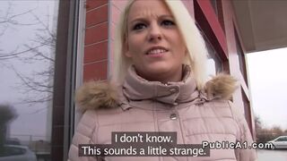 Blonde Czech babe banged in public from behind
