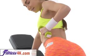 Skinny teen babe gets rammed after a sweaty workout